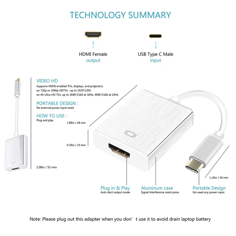 Кабель адаптер NewBEP Type C к HDMI USB для Sumsung S8 Plus LG G5 Macbook Pro Lenovo Yoga 900 ASUS New Chromebook Pixel| |