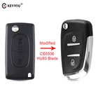 Модифицированный чехол для автомобильного ключа-раскладушки KEYYOU для Citroen C2, C3, C5, C6, C8, для Peugeot 307, 408, 308 чехол брелока Дистанционного Управления, 2 кнопки, CE0536, HU83 Blade