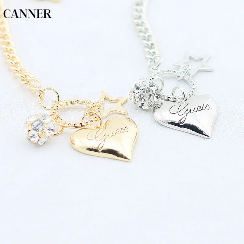 Женский браслет с кристаллами Canner Love Heart золотой серебряный цвет Bileklik модное