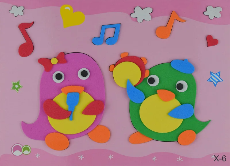 5 Pcs/set EVA 3D Pasting Paper Children Handmade Materials Kids DIY Craft Toys Kindergarten baby Puzzle Stereo Sticker