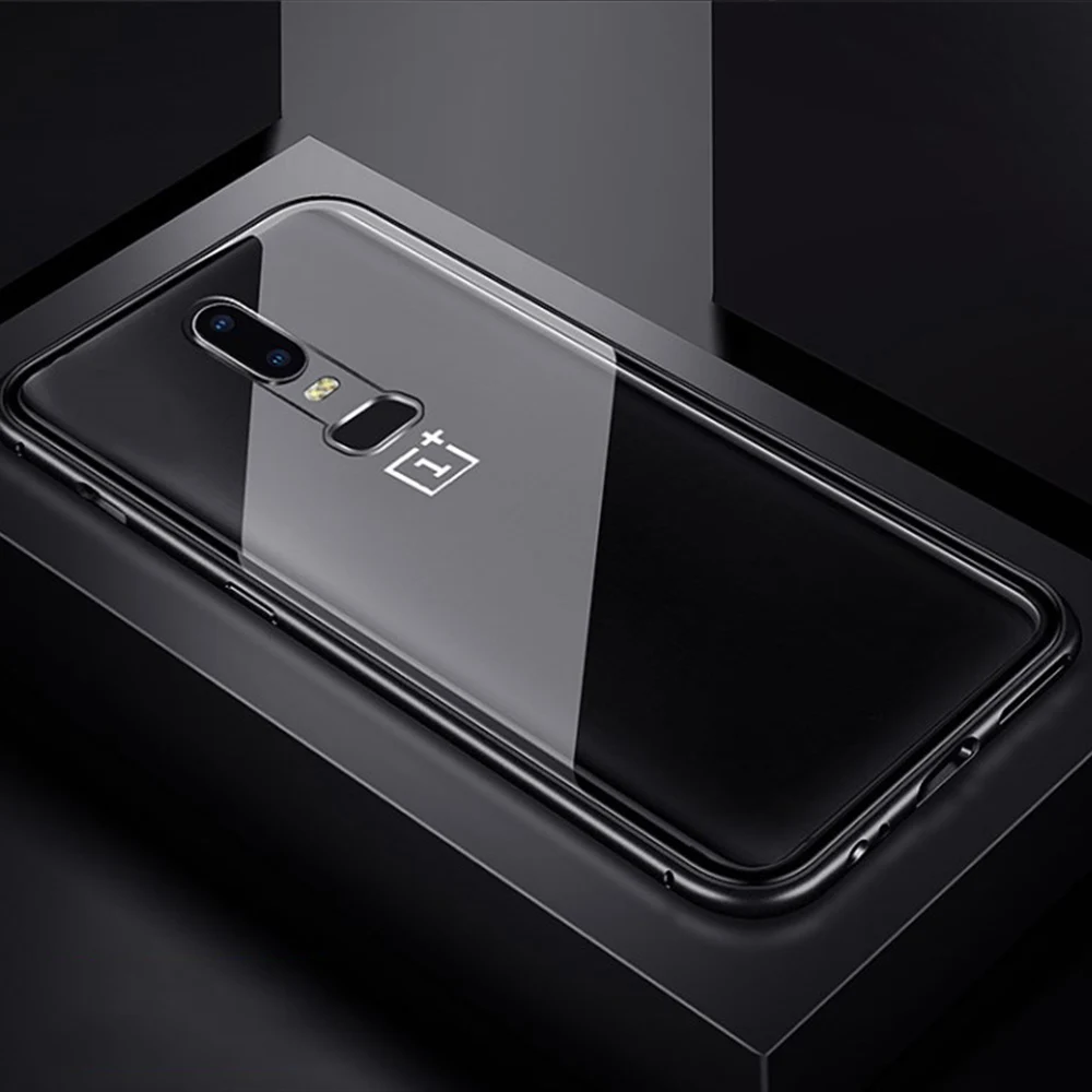 Металлический магнитный чехол для телефона с адсорбцией Oneplus 6 6T 5T стеклянные