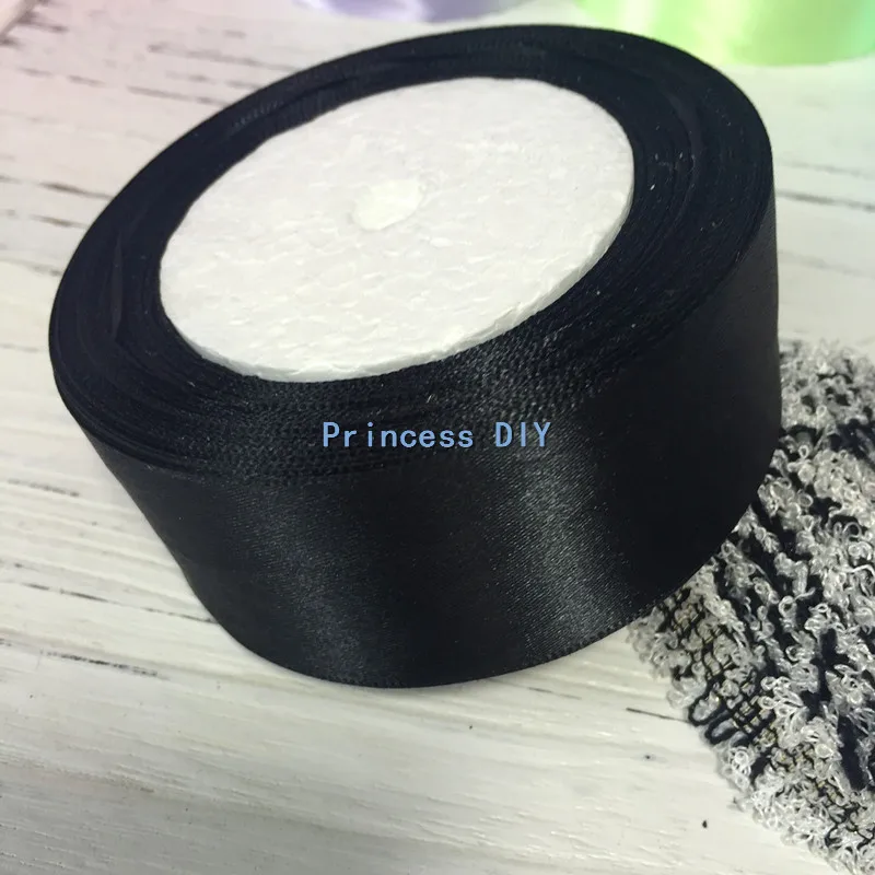 Атласная лента разных размеров 6 черного цвета для украшения свадебной вечеринки