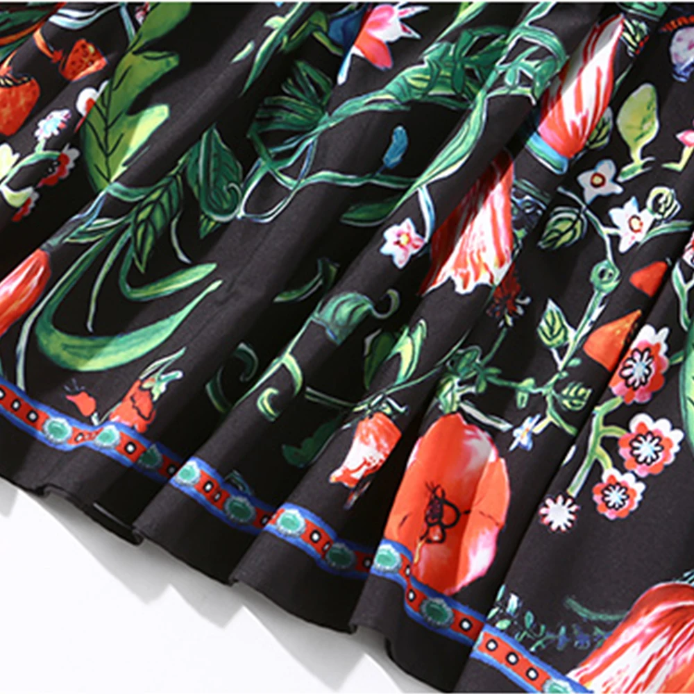 

Fashion Womans Printed Dress Turn-down Collar Female Casual Mid Dress Spring New Ladies Elegant Dress Floral Print A-line Dress