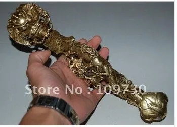 

Ancient Chinese bronze brass Ruyi scepter & Dragon magpie plum statue Hat ee0012 ship