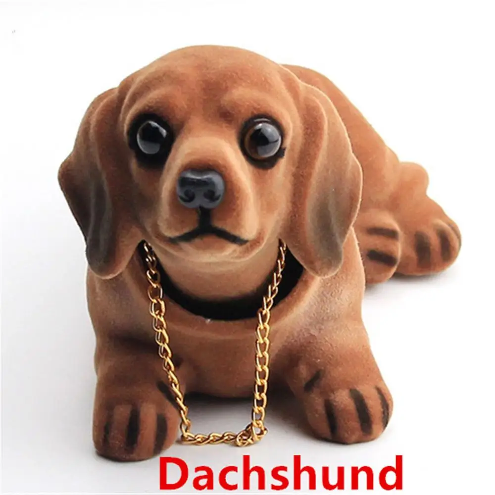Dachshund Автомобильные украшения кивая собака Авто приборная панель качающаяся голова собака автомобиль Стайлинг качающаяся голова собака тире игрушка качающаяся голова собака автомобильные аксессуары - Название цвета: Dachshund