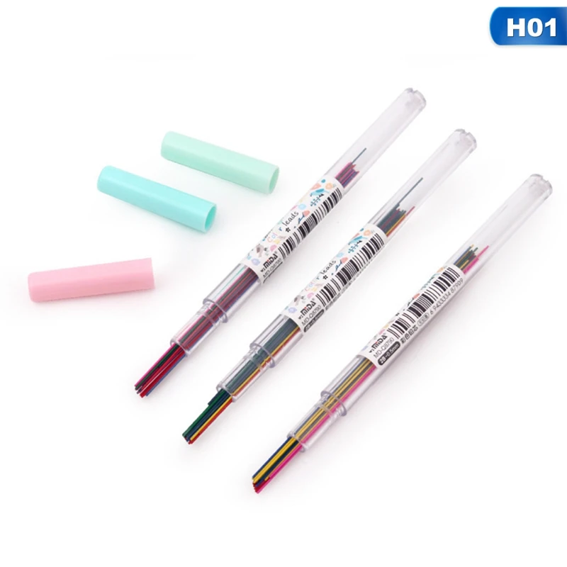 0.5mm 15 шт./кор. 0,5/0,7 мм Цвет Фул грифели для механических карандашей художественный эскиз рисунка Цвет привести школьные канцелярские принадлежности разные цвета - Цвет: 0.5mm