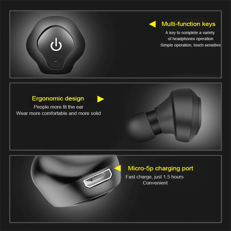 Lenasfone AF A1 TWS мини Двойные Bluetooth наушники V4.2 Близнецы беспроводные стерео