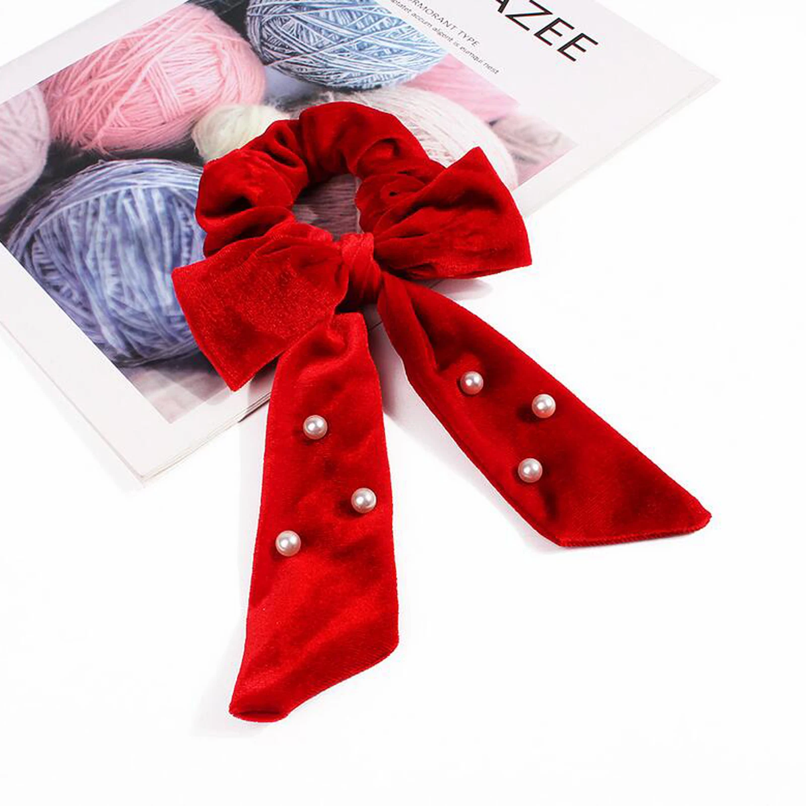 Модные бархатные веревки для волос девочек шарф хвостика Однотонные резинки из