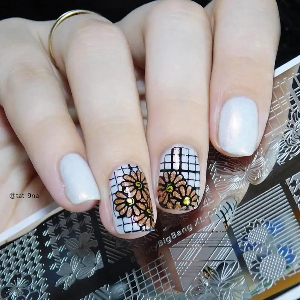 Штамповочные пластины Beautybigbang 6*12 см в полоску подсолнуха горошек с рисунком
