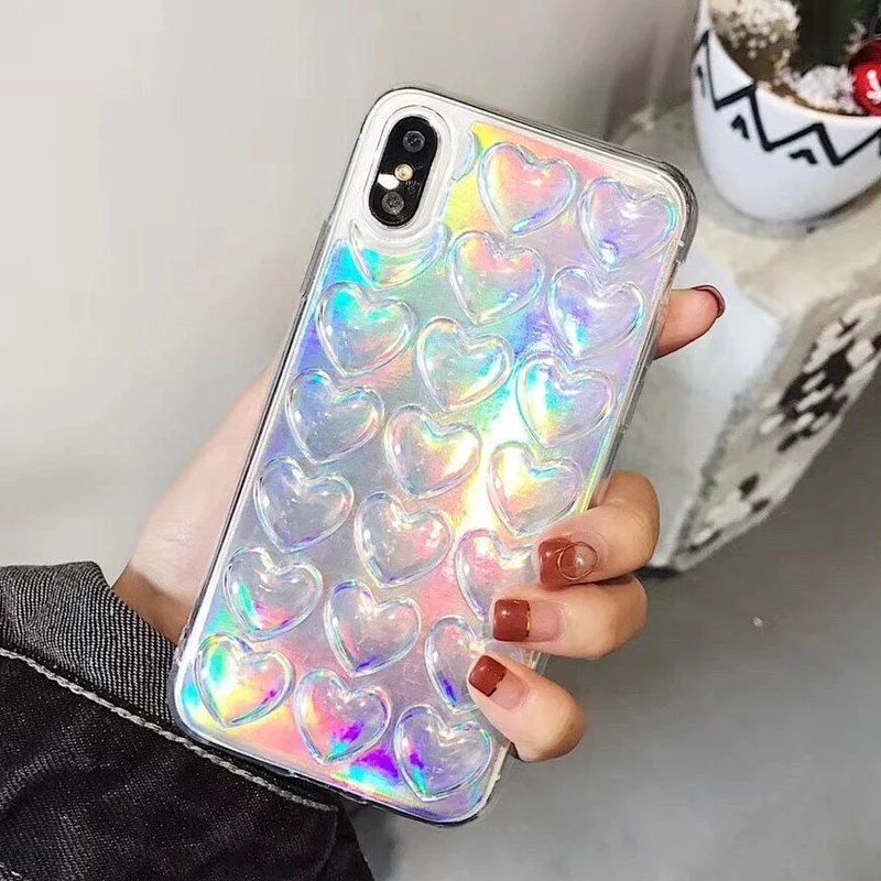 a LOVECOM градиент переливающийся 3D Любовь блесток чехол для телефона для iPhone XR X XS Max 7 8 6 6S Plus 5 5S SE Телефон протектор Мягкий чехол - Цвет: a