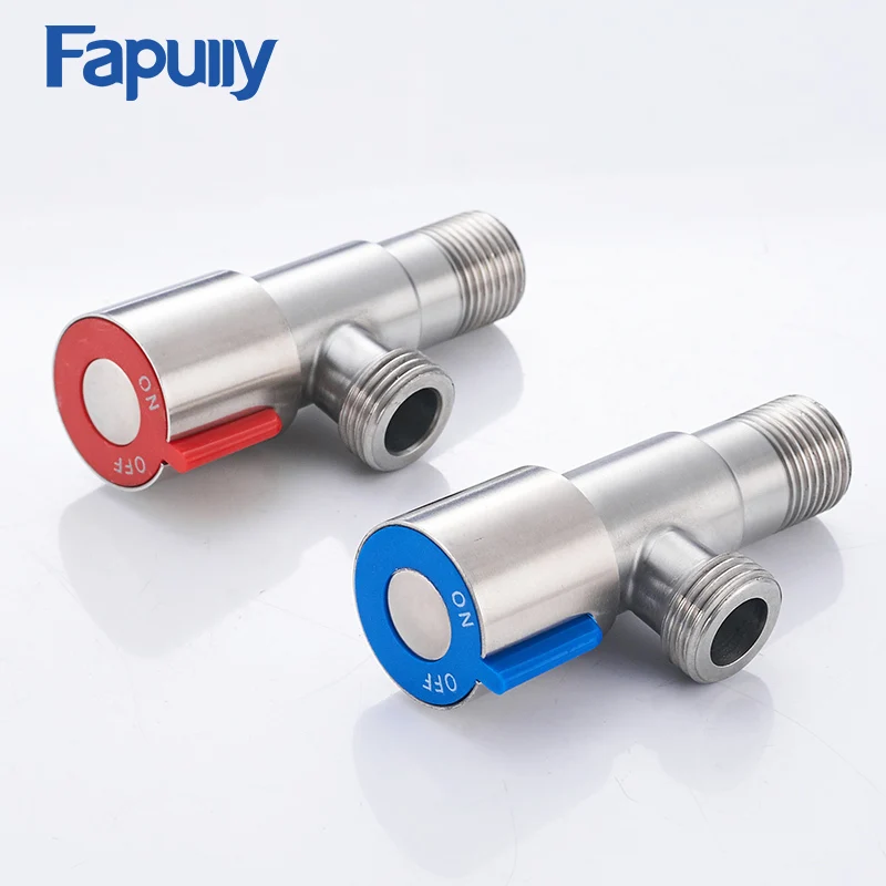 

Fapully Double Valve Stainless Steel Brushed Kitchen Bathroom Accessories Angle Valve for Toilet Basin Water Heater Aqua Stop
