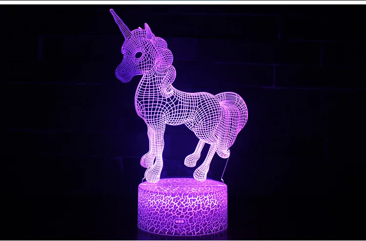 Светильник Единорог светодиодный ночник 7 цветов 3D лампа Батарея USB светодиодный светильник, Veilleuse Enfant декор для детской спальни игрушки сна свет