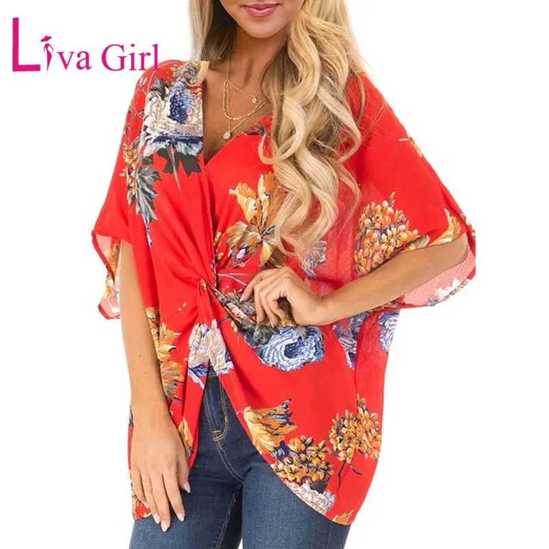 Повседневные летние блузки и топы LIVA GIRL с цветочным принтом Amaryllis женские