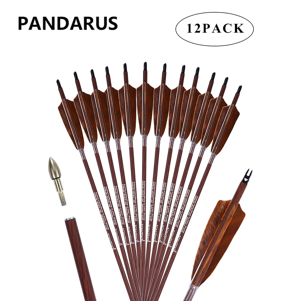 PANDARUS Дартс стрельба из лука 31 дюймов Углеродные охотничьи стрелы 4 дюймовое