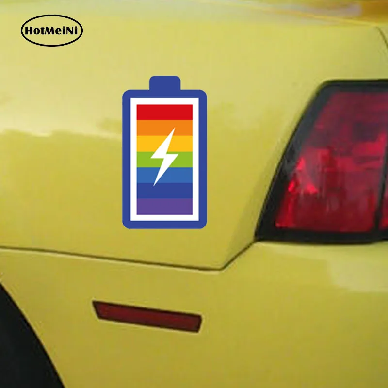 HotMeiNi Personality LGTB Gay Pride Rainbow Battery PVC Decal Car Sticker Body Bumper Accessories 7CM*13CM | Автомобили и