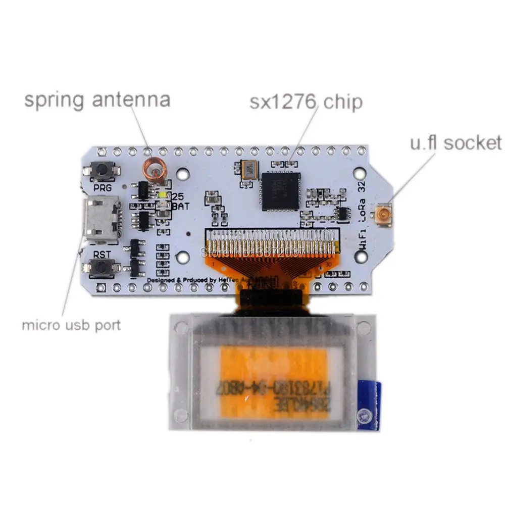 0,96 OLED ESP32 макетная плата V2 LoRa модуль приемопередатчик Wi-Fi IOT SX1276 868 МГц антенна 1,25 мм аккумулятор JST разъем