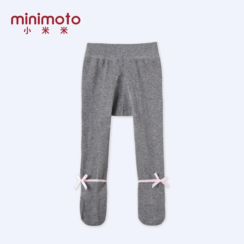 Minimoto/Детские колготки плотные из хлопка для новорожденных теплые чулки с бантом