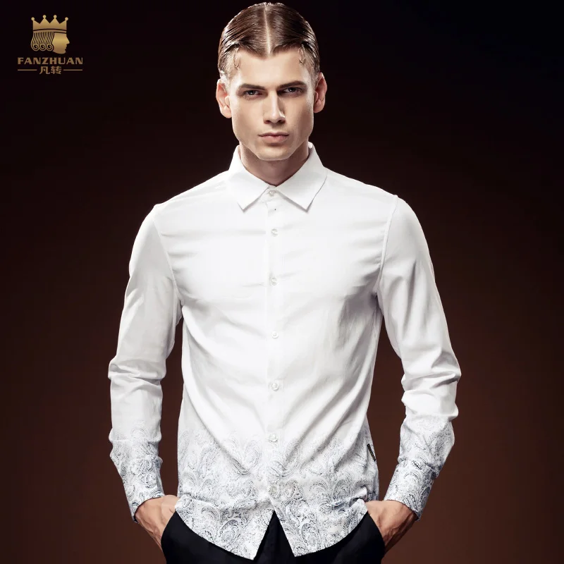 Бесплатная доставка новая модная повседневная мужская рубашка с градиентным