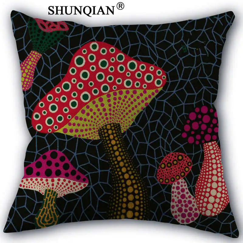 Льняная хлопковая наволочка Yayoi Kusama art work на заказ с принтом домашние декоративные наволочки 45x45 см с одной стороны Y517-11 - Цвет: Красный