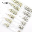 Разные размеры, кристаллы, украшения для ногтей, стеклянные стразы, Пришивные АВ, белый цвет, искусство ногтей, аксессуары