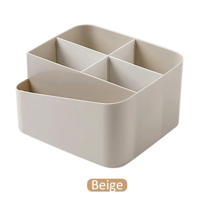Beige Небольшая коробка для хранения, пластиковый контейнер для хранения косметики, органайзер для косметики, регулируемый держатель для украшений из бисера, губной помады, для домашнего хранения - Цвет: Beige
