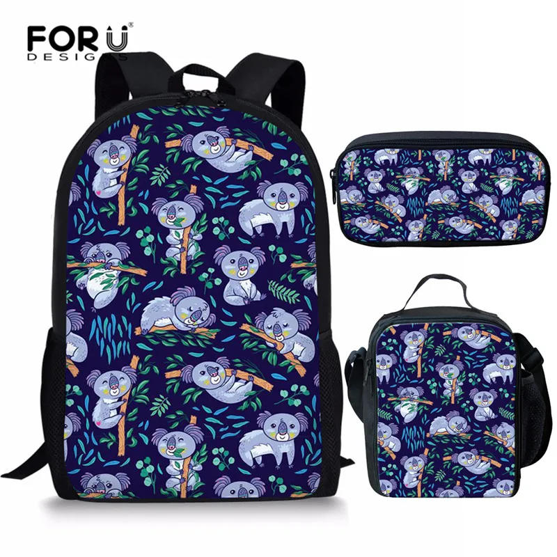 Рюкзак для мальчиков и девочек FORUDESIGNS Koala, детская школьная сумка, комплект из 3 предметов
