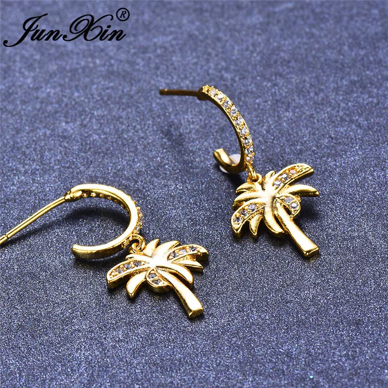 ROXI Boho кокосовой пальмы свисающие серьги для женщин со стразами белого цвета с