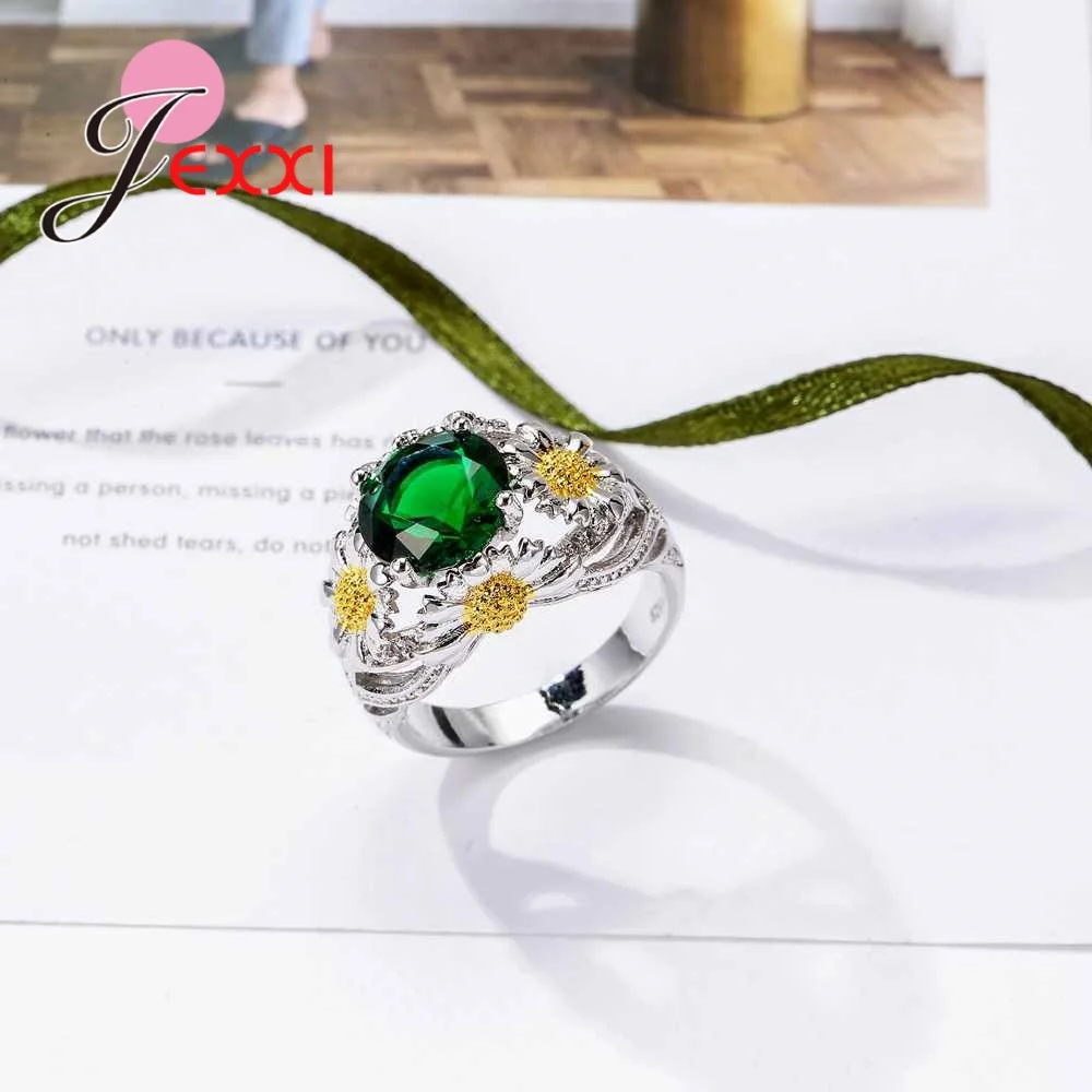 Женское кольцо из серебра 925 пробы с круглым кристаллом|sterling silver rings|silver ringred crystal |