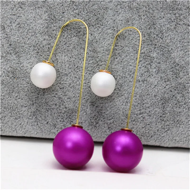 2019 hot design fashion brand jewelry double side stud earrings for women candy color beads long earings | Украшения и аксессуары