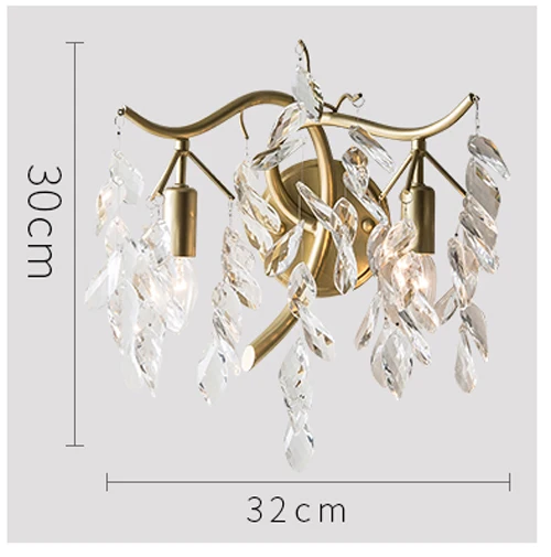 2 light wall lamp Современный минималистичный светильник для гостиной, столовой, креативная художественная люстра, Европейская спальня, Золотая хрустальная люстра, светильник - Цвет абажура: 2 light wall lamp