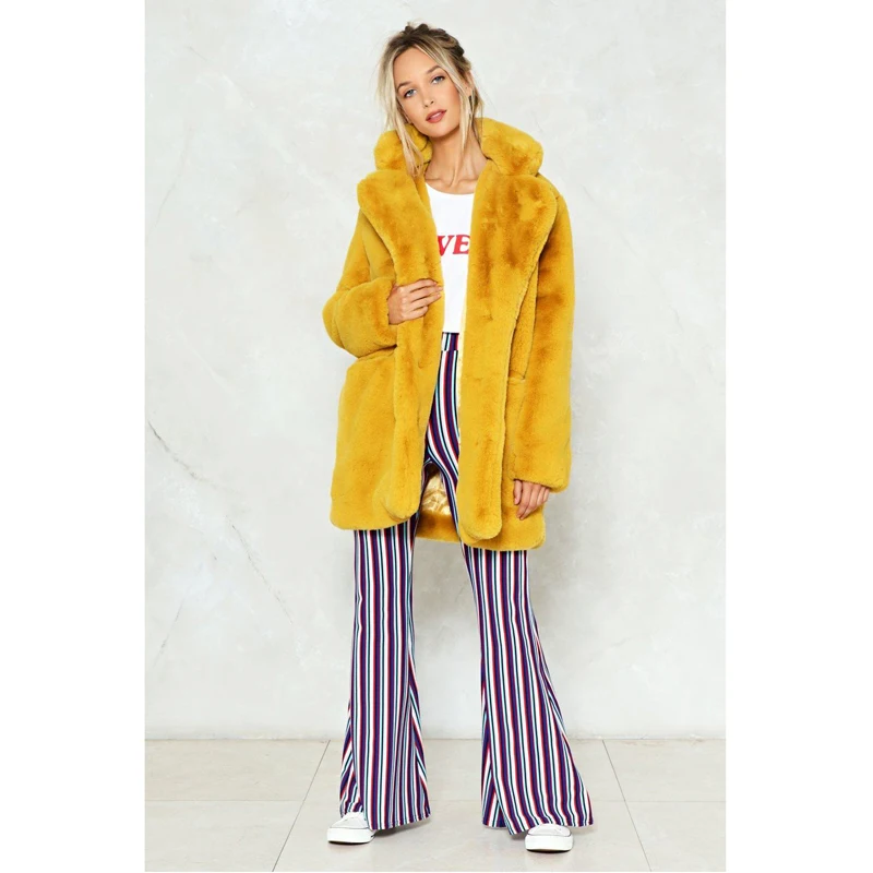 Осенний женский пуховик с искусственным мехом кролика CP Turn Down Collar, модная открытая вязка, повседневная искусственная куртка для женщин, модель CP94.