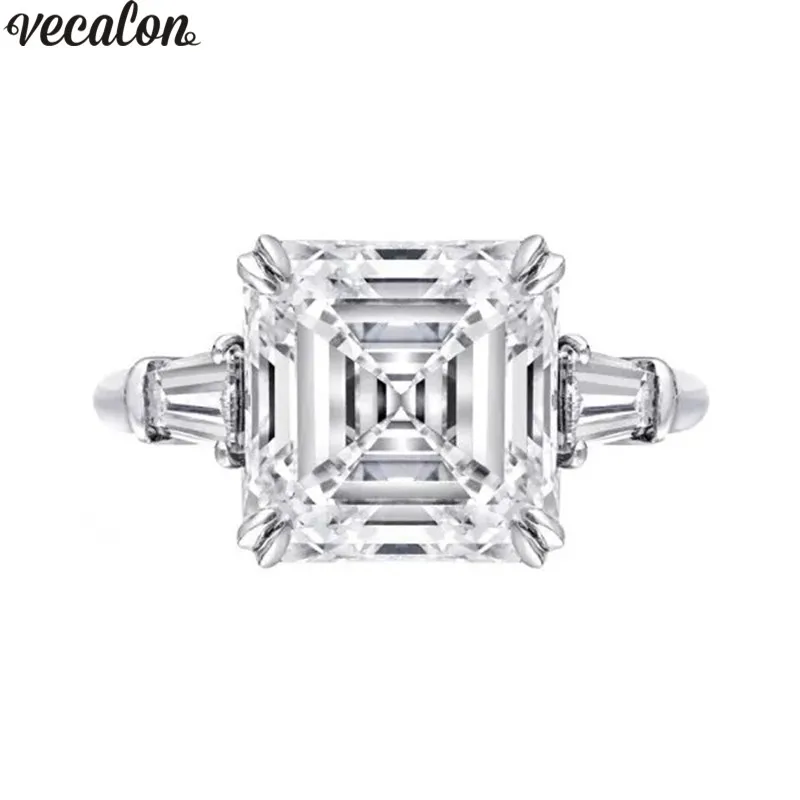 

Vecalon Royal Queen Promise Ring 925 sterling silver Asscher cut 6ct AAAAA Cz Luxury Wedding band rings for women Bridal Jewelry