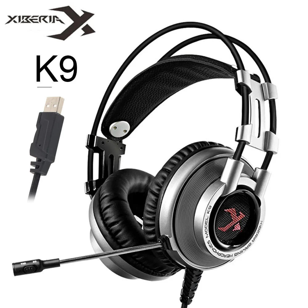 XIBERIA K9 Виртуальная 7,1 Звуковая игровая гарнитура casque лучшие PC Gamer USB стерео бас наушники с микрофоном для игры Cumputer