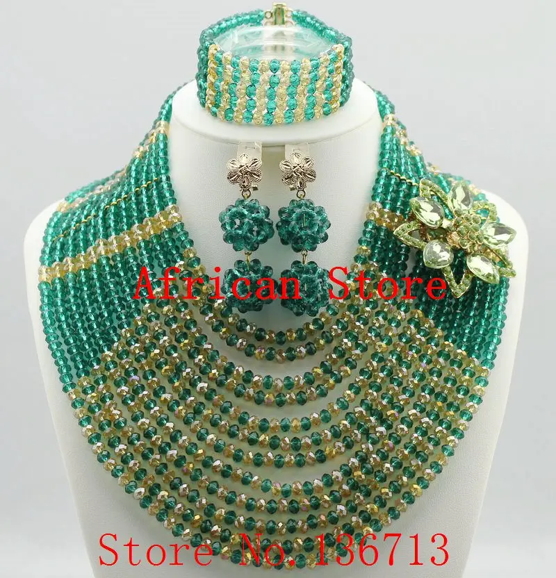 Новейшие африканские бусины набор ювелирных изделий нигерийские Свадебные 7