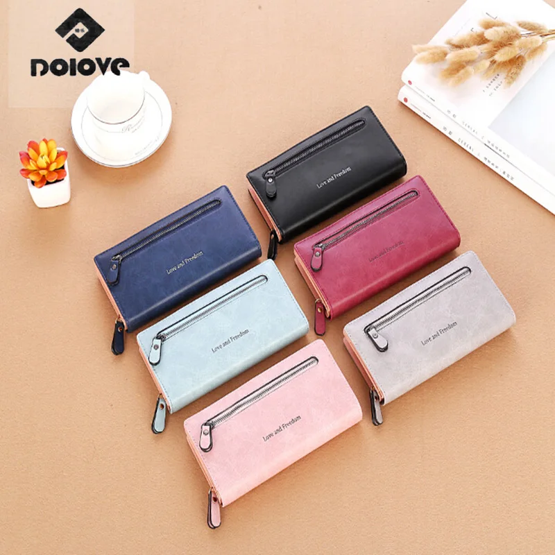 Кошелек DOLOV Женский длинный студенческий маленький необычный ретро на молнии