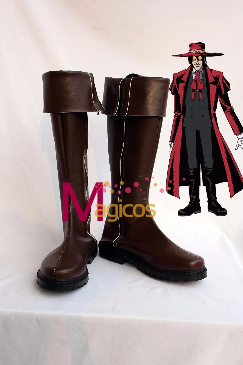 

Anime Hellsing Alucard Cosplay Party Shoes Dark Brown Boots Custom-made