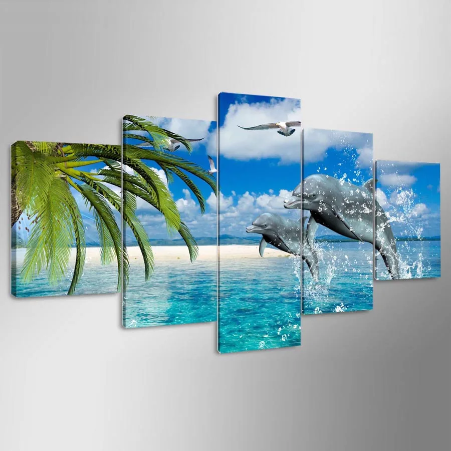 Домашний декор холст живопись номинальная Модульная картина 5 панелей животное