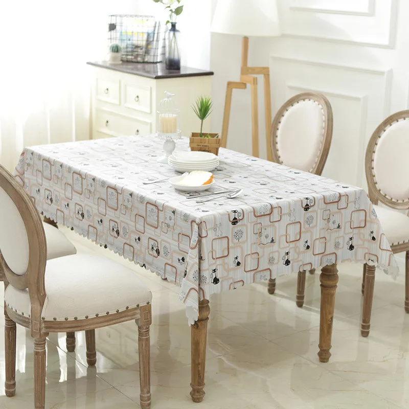 Plaid Printed PVC Waterproof Table Cloth Oil-proof Anti-hot Cover Rectangular Coffee Square Circle Tablecloth | Дом и сад