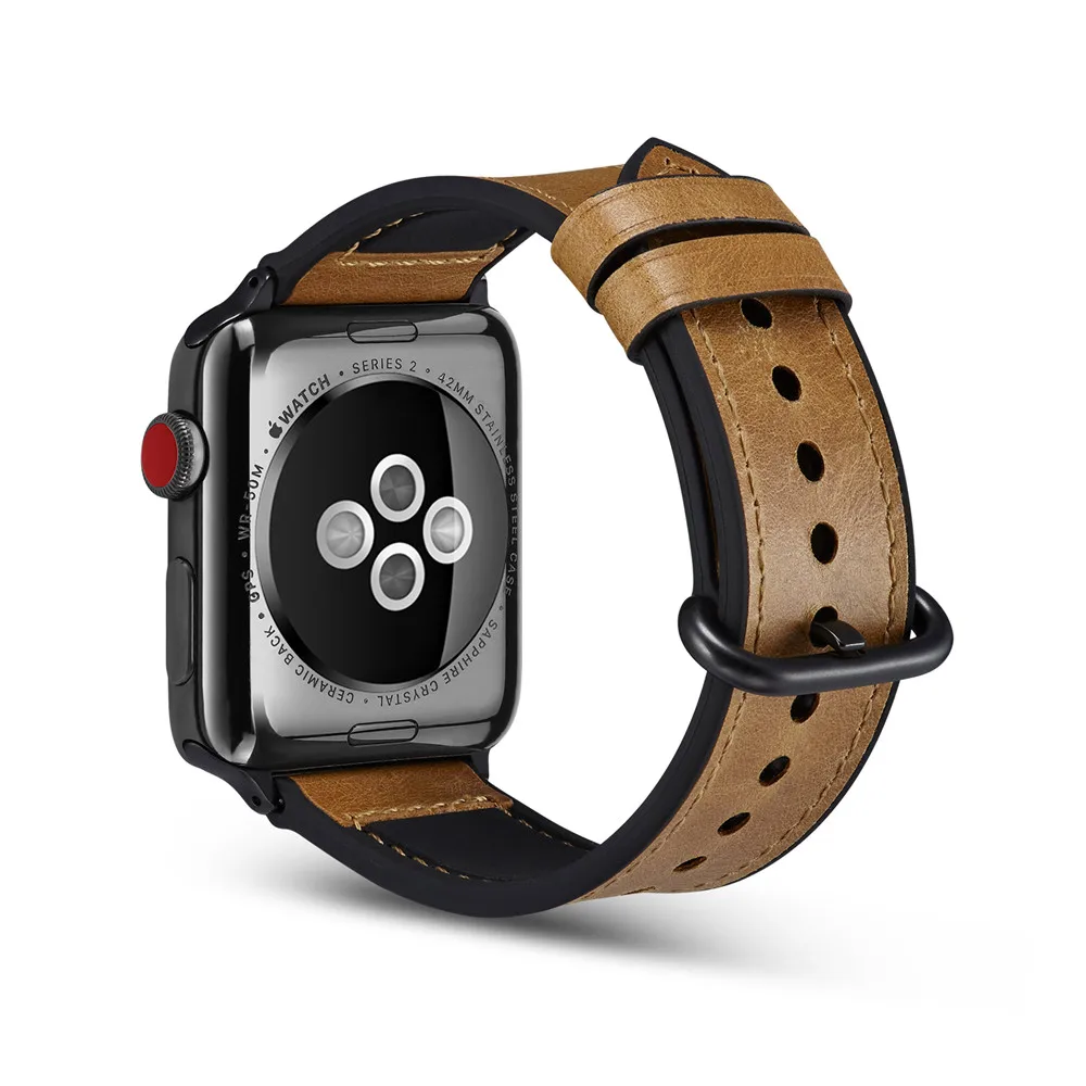 Новый смарт часы ремни для Apple Watch 4 Замена пояса из натуральной кожи + кремнезема