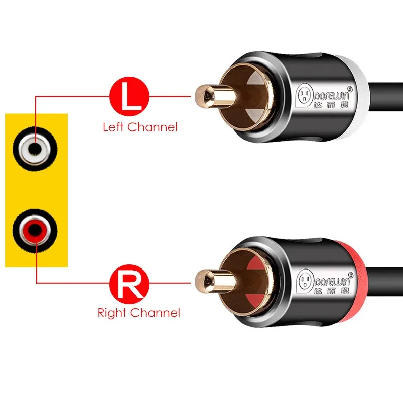 Dorewin 2RCA до 2 rca кабель штекерами RCA аудио позолоченный 3.5 Jack av для дома театр DVD ТВ