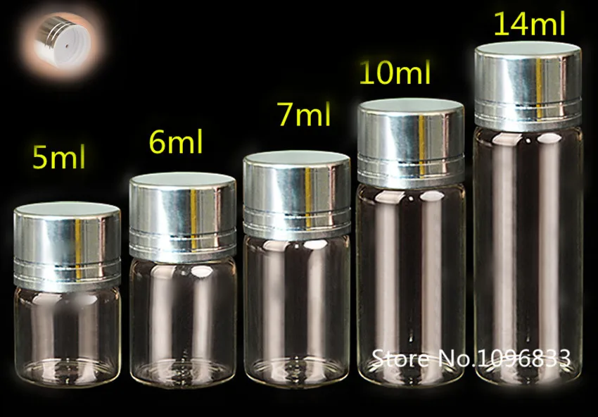 

24pcs/Lot Glass Bottle with Cork Cap Aluminum cap transparent Cute Glass vial with corks wishing Bottle Mini Glass Bottle 7ml