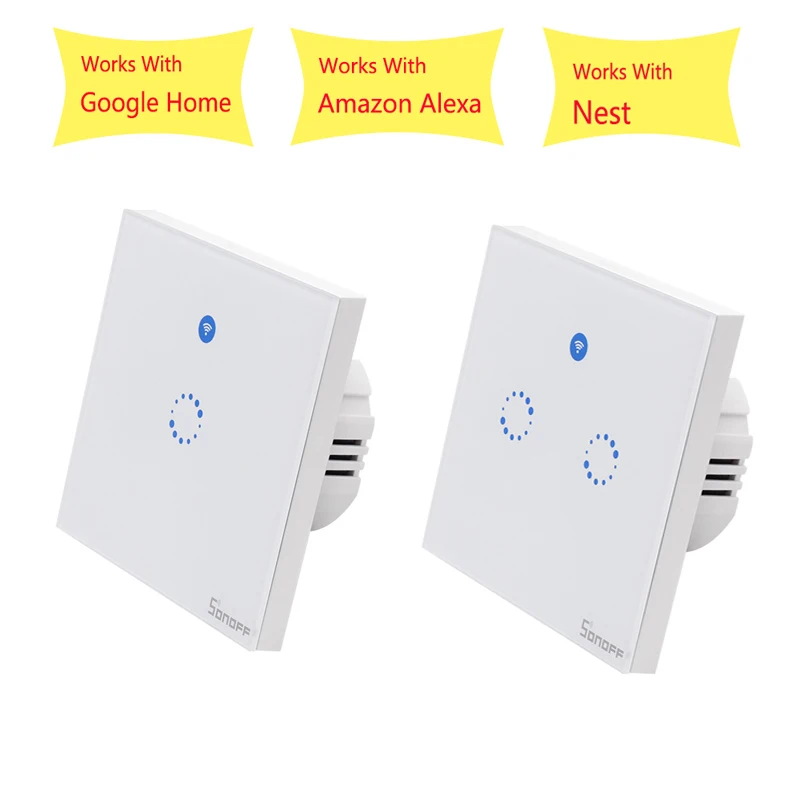 Sonoff T1 ЕС умный Wi-Fi настенный сенсорный светильник 1/2 банда сенсорный/Wifi/433 RF/APP пульт дистанционного управления умный дом работа с Google
