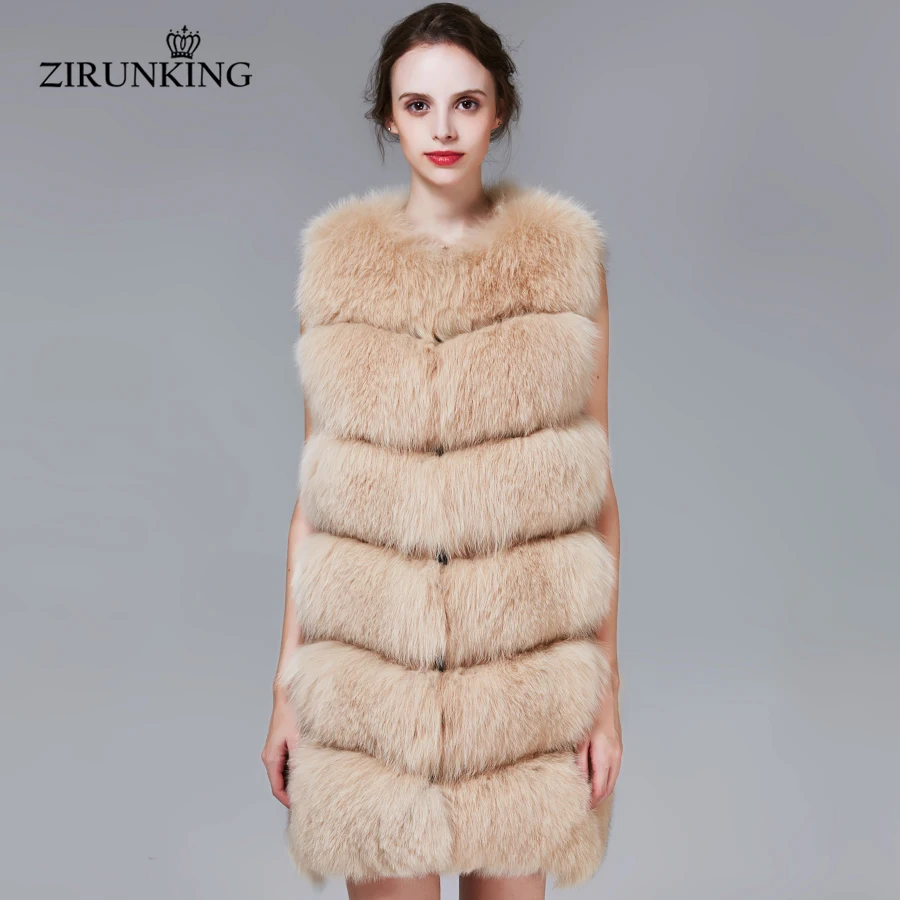 ZIRUNKING женский жилет из натурального Лисьего меха зимний без рукавов меховой для