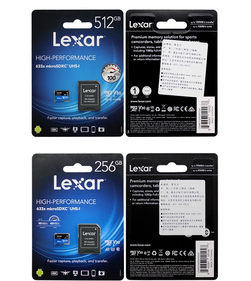 Lexar 128 Гб Micro SD 16 ГБ 32 ГБ карта памяти высокая скорость до Макс 95 м/с 64 Гб класс 10 633x картао де Мемория TF флэш-карта