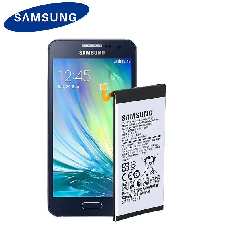 Оригинальный аккумулятор samsung для Galaxy A3 (2015) A300 A300F A300FU A3000 A3009 EB-BA300ABE 1900 мАч сменный