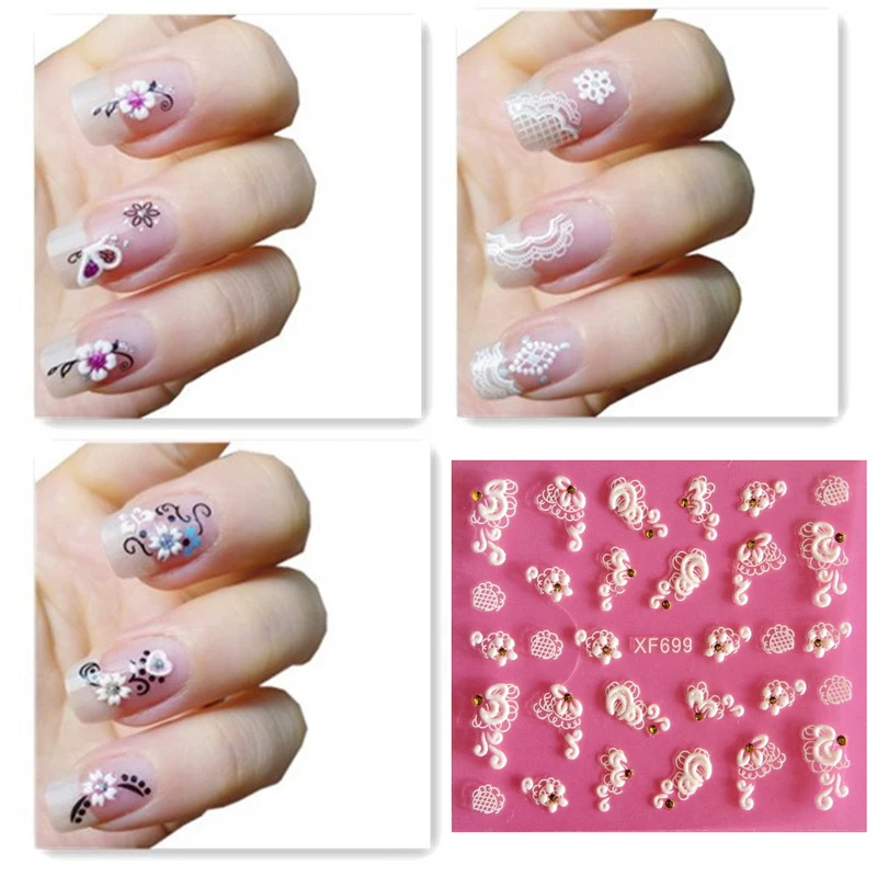 Новинка 2017 1 шт. европейская красота белый цветок роза кружева резные стикеры 3D на