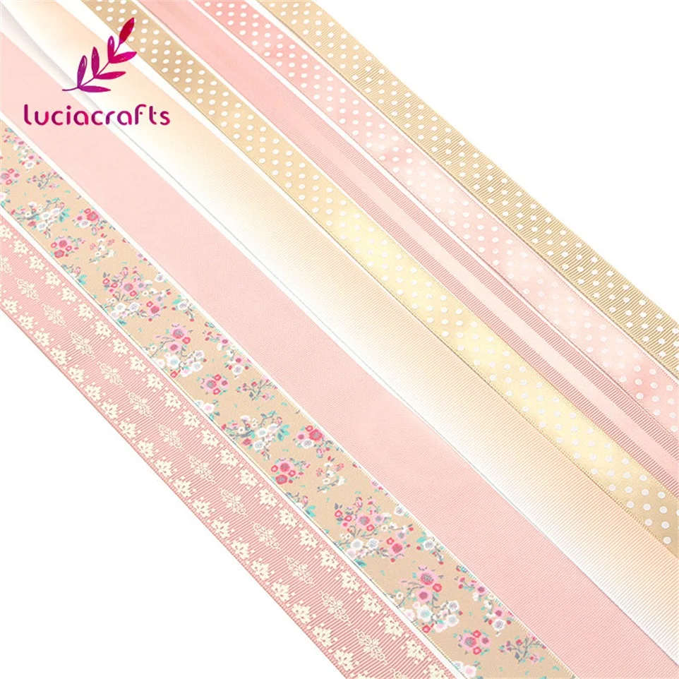 Распродажа! Lucia crafts, 8 ярдов, много вариантов, с принтом, Корсажная/атласная лента, бант, сделай сам, для шитья, материалы ручной работы, аксессуары S0202