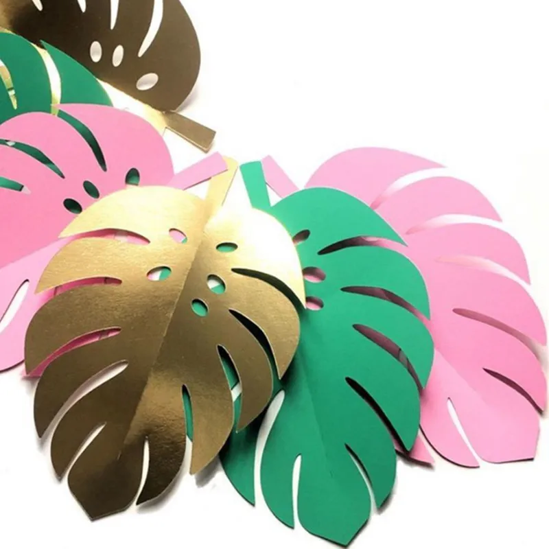 5 шт./упак. тропические растения листья монстеры зеленый бумажный торт Топпер DIY
