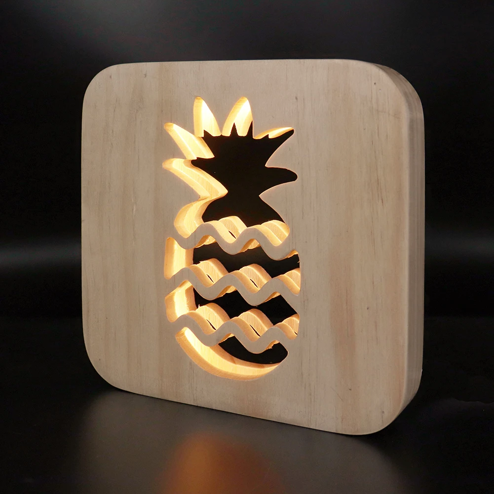 Креативный ананас LED прикроватный ночник USB перезаряжаемая деревянная