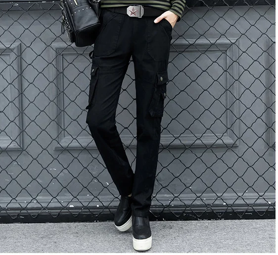 Black pants Уличный спортивный костюм размера плюс для женщин, хлопковые армейские полосатые рубашки с коротким рукавом, штаны для танцев, Походов, Кемпинга, походов, тактических костюмов - Цвет: Black pants